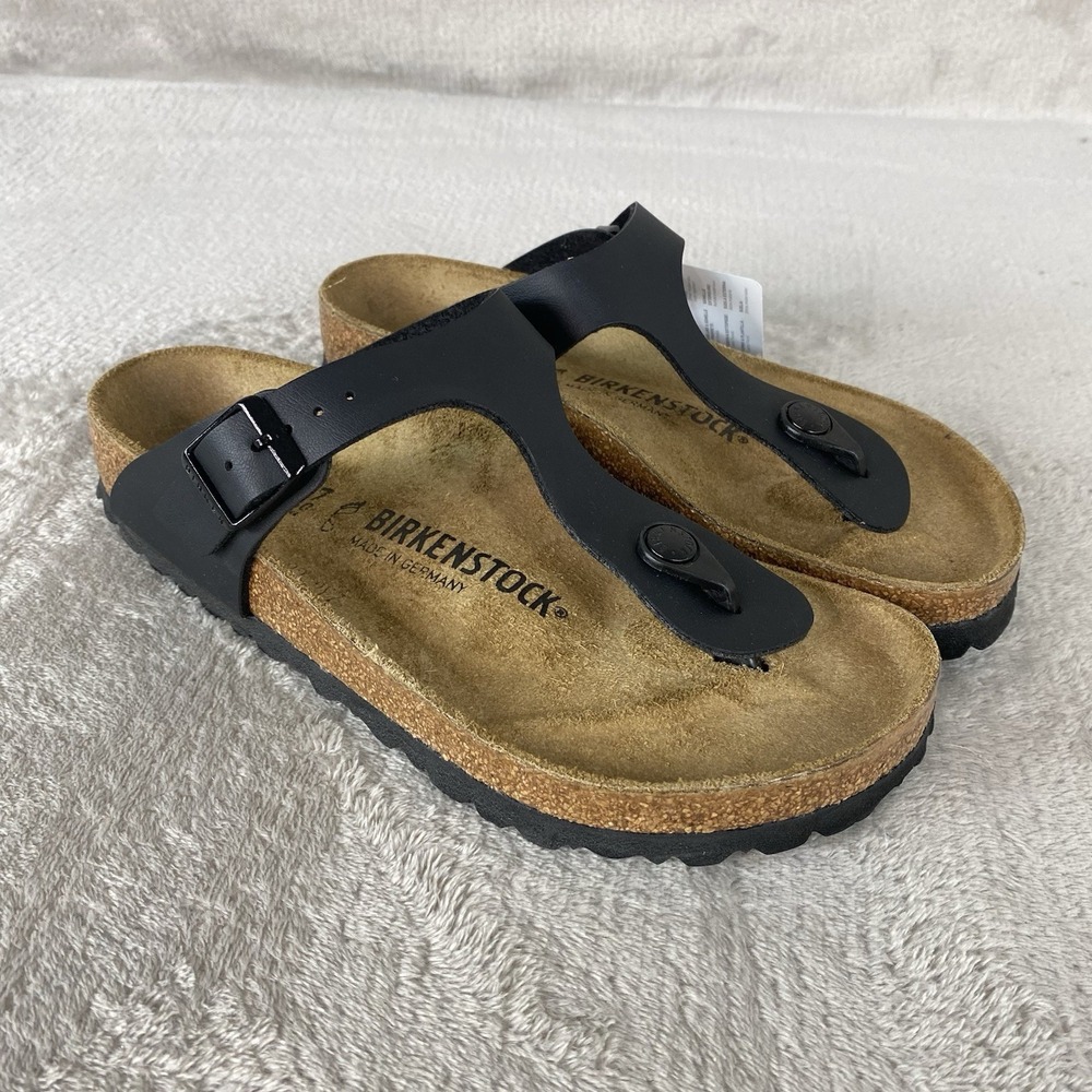 Birkenstock Gizeh Sandals Womens US 7 EU 38 Black Birko-Flor Regular Fit NEW